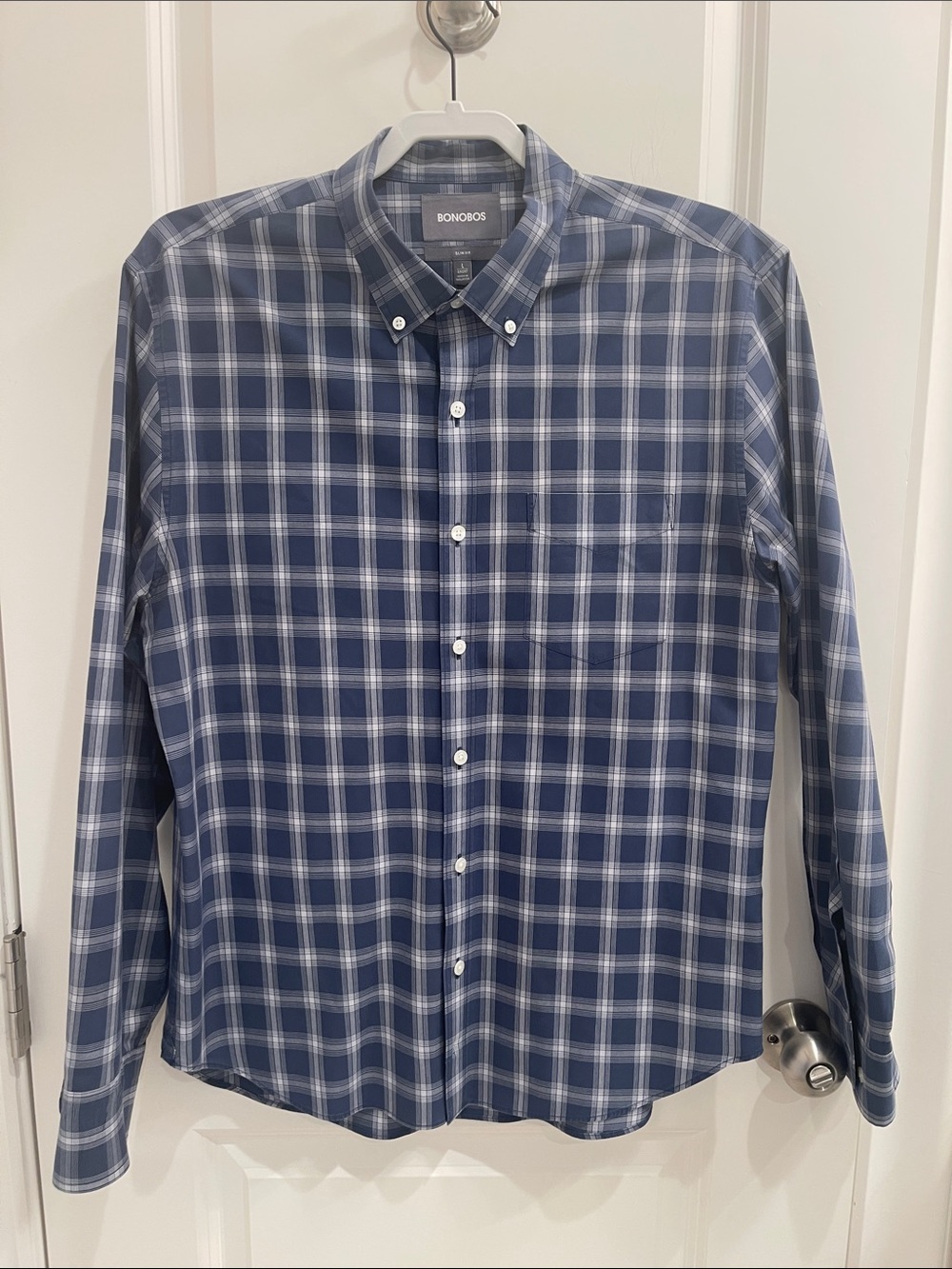 Bonobos Navy and White Plaid Button-Down Shirt
